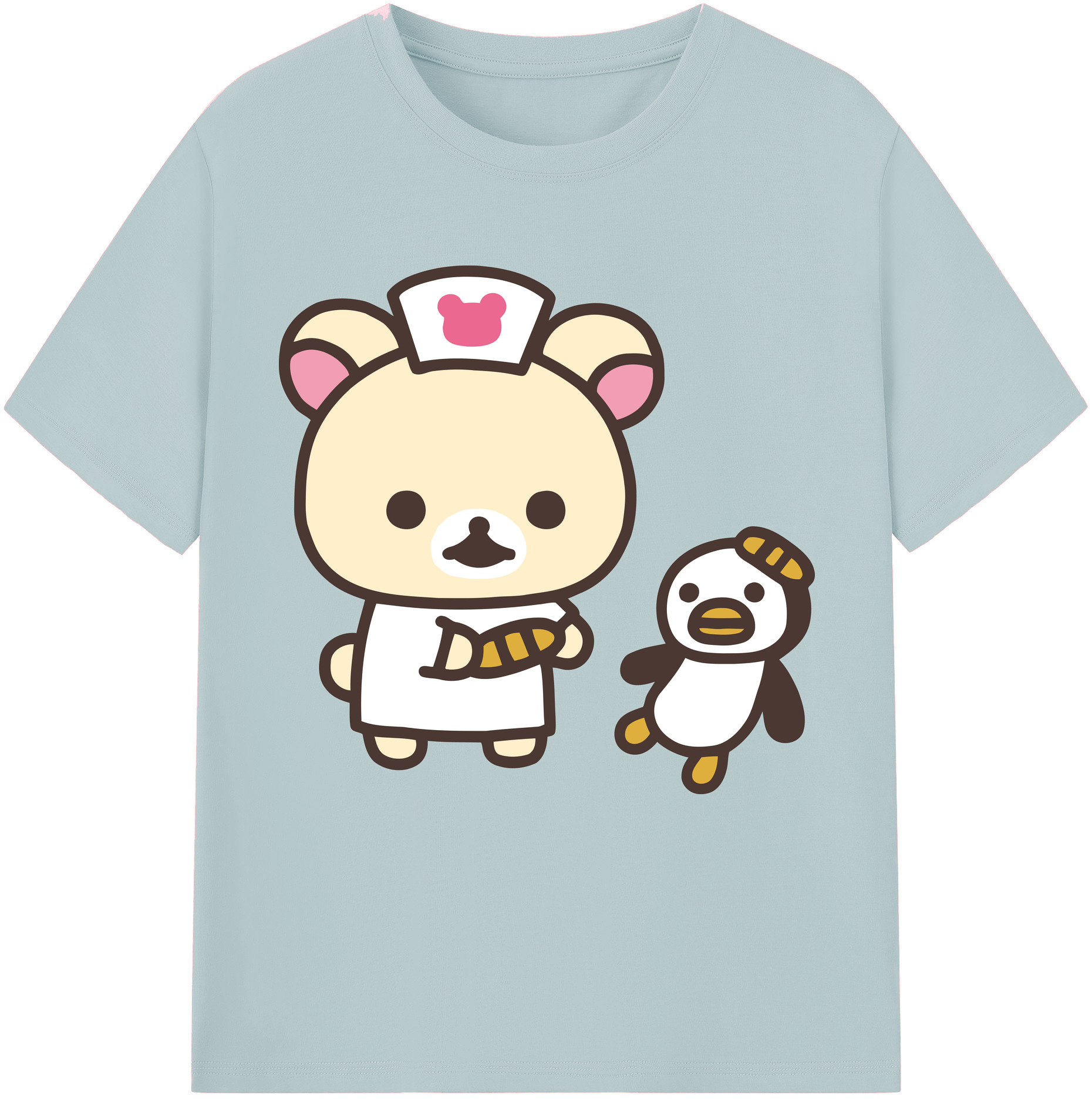 （画像用） リラックマ リラックマ キイロイトリ Rilakkuma Korilakkuma Kiiroitori 綿100％半袖Tシャツ（フロントプリント）